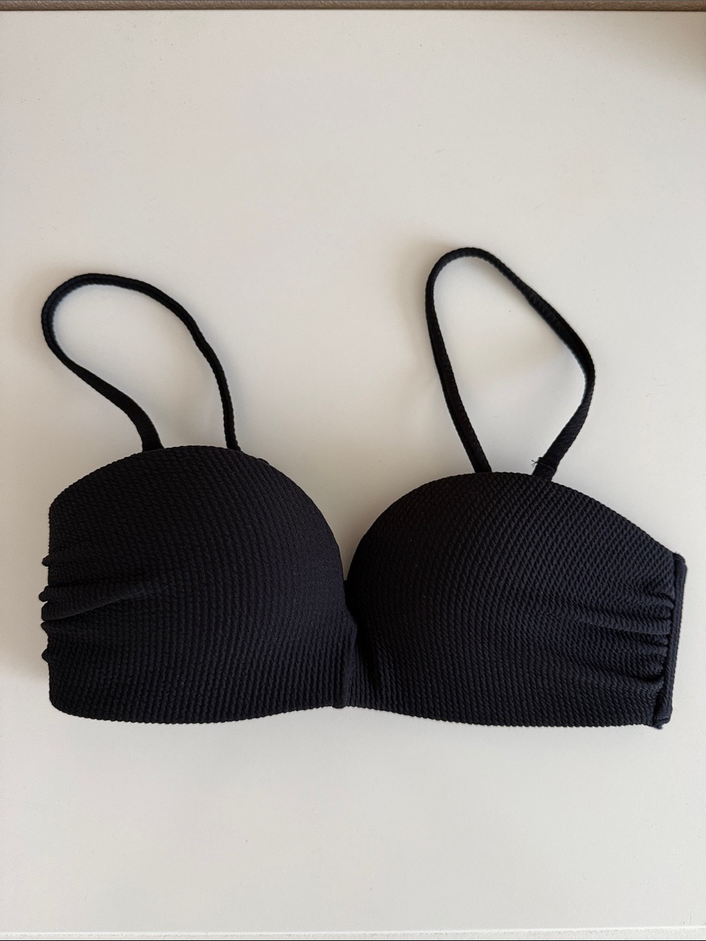 H&M Black Ribbed Bikini Top S